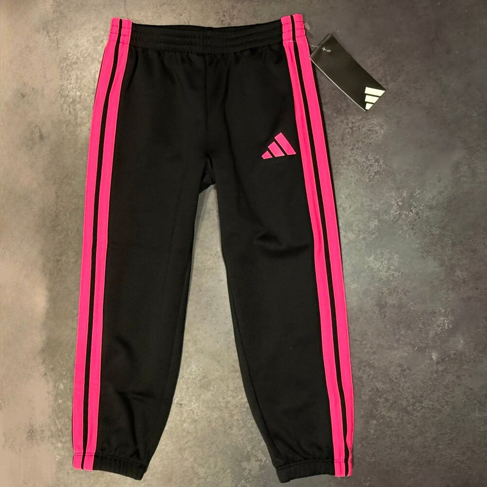 Pink 3 Stripe Adidas Black Jogger Track Pant NWT Athletic Girls 5T